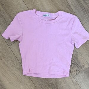 Zara Light Pink Casual Tee